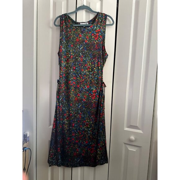 Louna Floral Sleeveless Midi Dress With Side Cut-Outs & Adjustable Ties - Multic - Picture 6 of 9